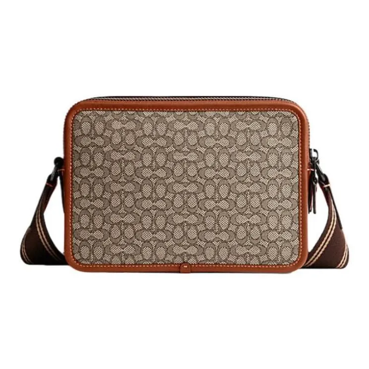 COACH Charter Jacquard Calfskin Camera Bag, Shoulder Bag, Crossbody Bag Medium Size Men's Brown-2