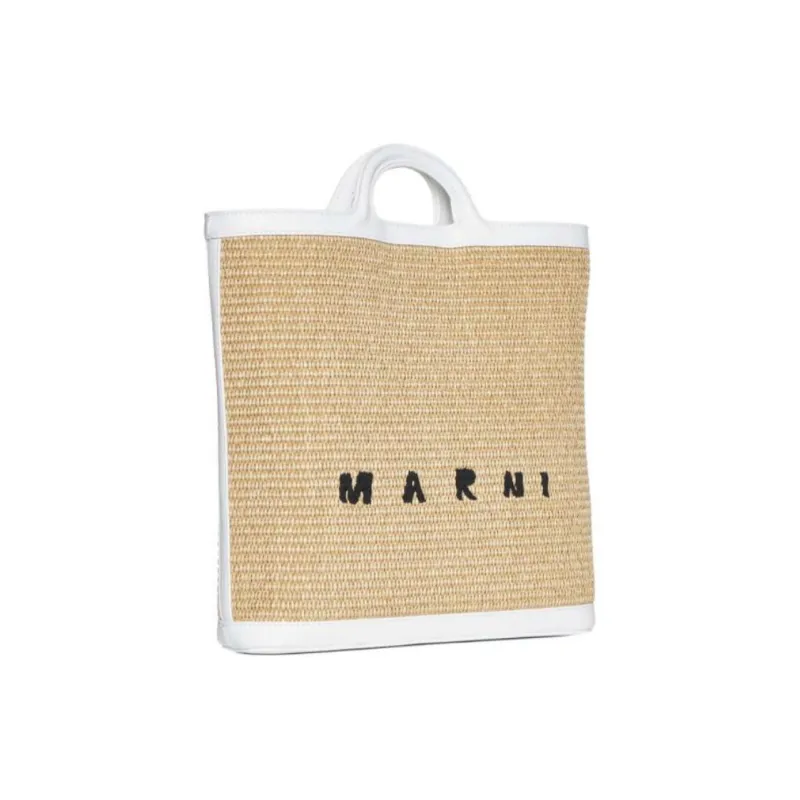 MARNI Tropicalia Logo Embroidered Raffia Tote Bag-2