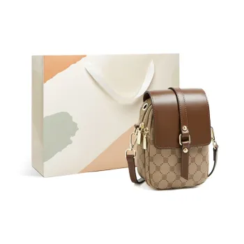 15 MINS PVC Shoulder Bag Crossbody Bag Cell Phone Pouch Mini Women's Coffee
