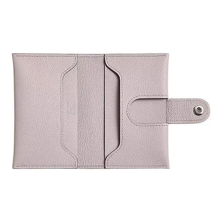 HERMES R.M.S Evercolor Leather Card Holder Women's Light Purple Red-1