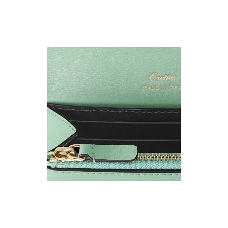 CARTIER PANTHÈRE Calfskin Wallet Mini Women's Sage Green-3