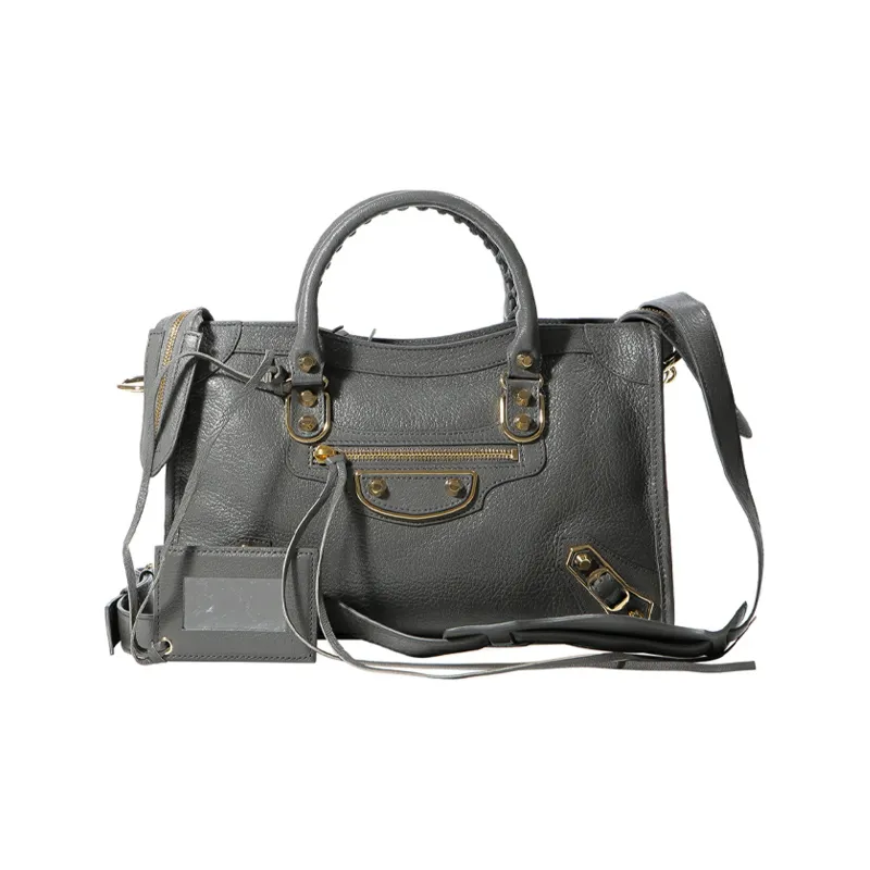 Balenciaga Shiny Goatskin Handbag, Shoulder Bag Trumpets Women's Gray-0