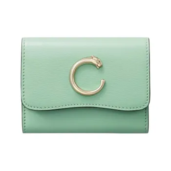 CARTIER PANTHÈRE Calfskin Wallet Mini Women's Sage Green