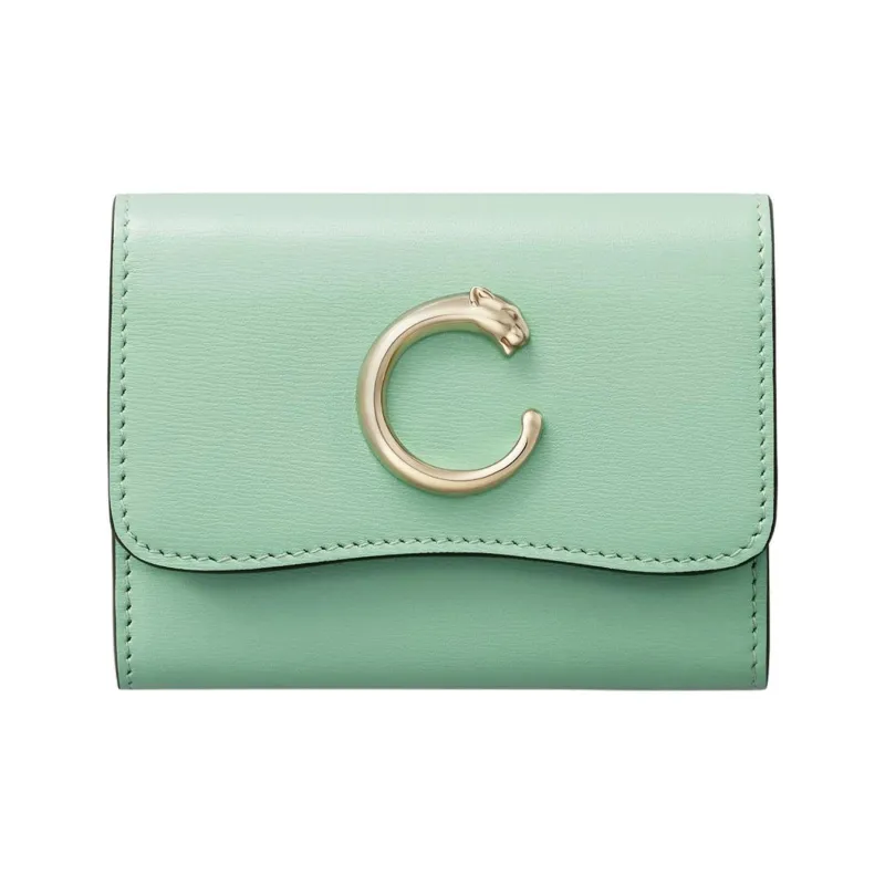 CARTIER PANTHÈRE Calfskin Wallet Mini Women's Sage Green-0