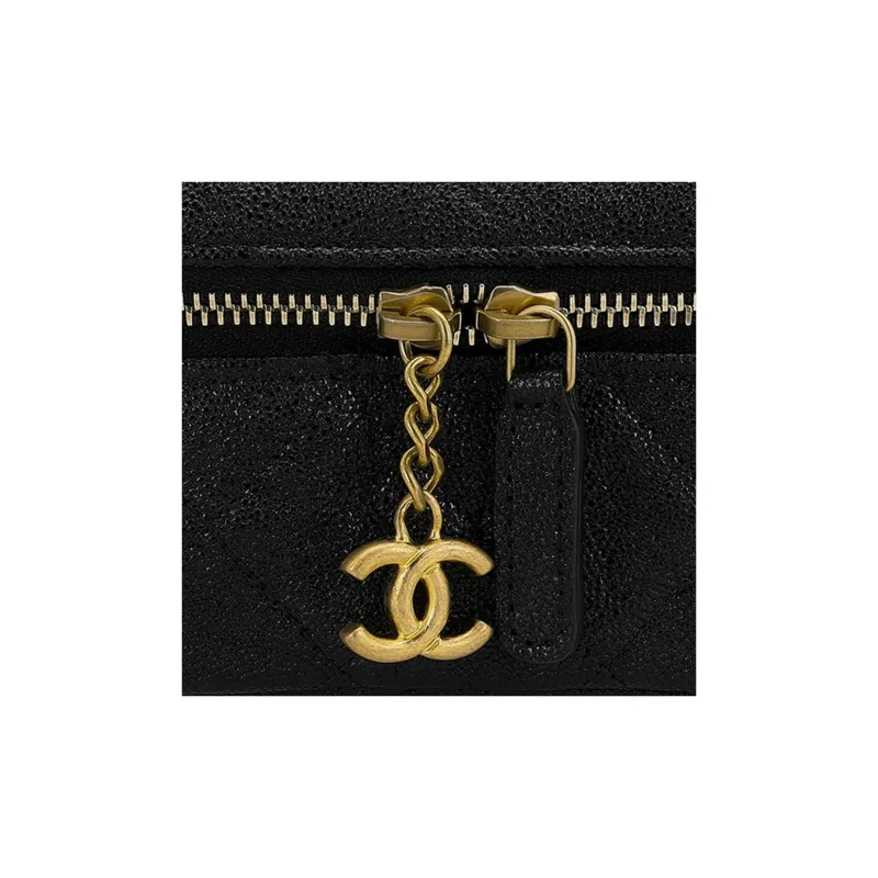 CHANEL Litchi Grain Cow Leather Box Bag, Handbag, Shoulder Bag, Crossbody Bag Trumpets Women's Black-5