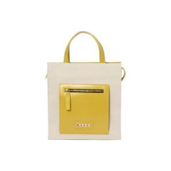 MARNI Cotton With Leather Tote Bag, Shopping Bag, Handbag Trumpets Women's Yellow