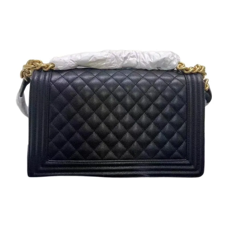 CHANEL LEBOY Grain Cow Leather Shoulder Bag, Crossbody Bag Tubas Women's Black-2