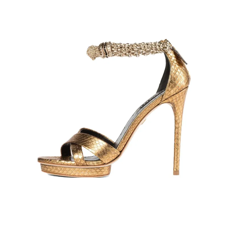 Roberto Cavalli Panther-head High-heel Sandals-0
