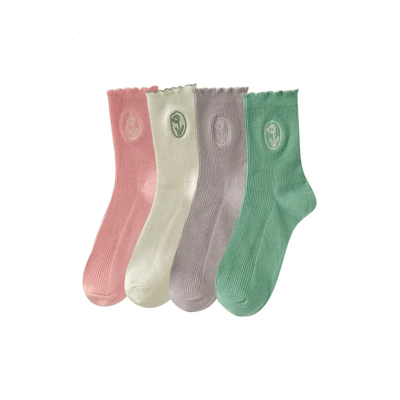 JUNEROSE Mid Calf Socks Women's 4 Pack Multicolor-0