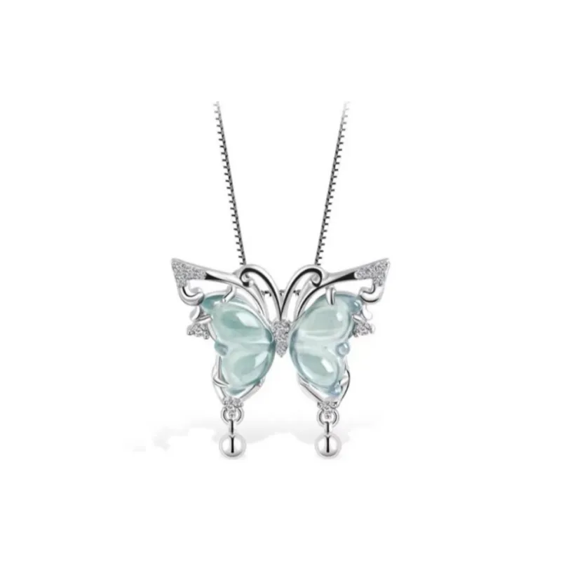Jing Ruyu Ice Glutinous Blue Water Collarbone Chain Women's-0