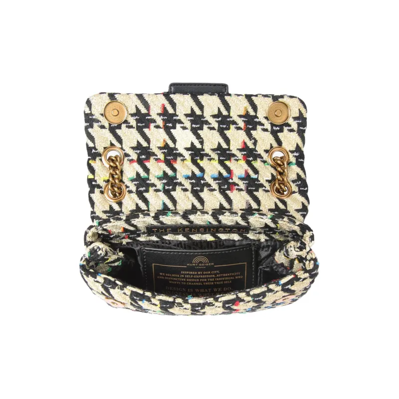 Kurt Geiger London Tweed Fabric Shoulder Bag Crossbody Bag Mini Women's Beige & Black-3