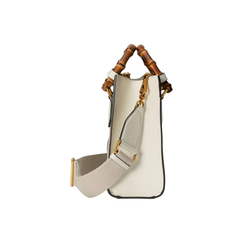 GUCCI Diana Leather Tote Bag Shopping Bag Shoulder Bag Crossbody Bag Handbag Small Size Women's Ecru-4