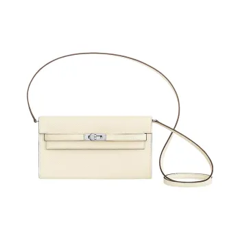 HERMES Kelly To Go Epsom Calfskin Wallets Handheld Shoulder Bag Crossbody Bag Women's Cream White/Chick Yellow