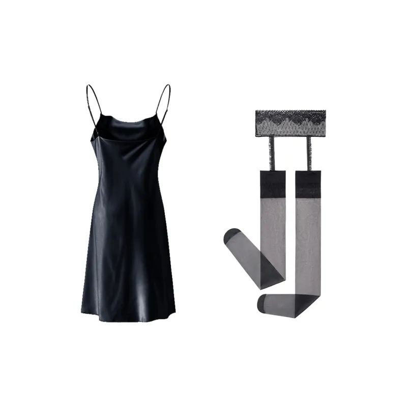 FREELASS Pajama Set Summer Women's Two Piece Set Black-1