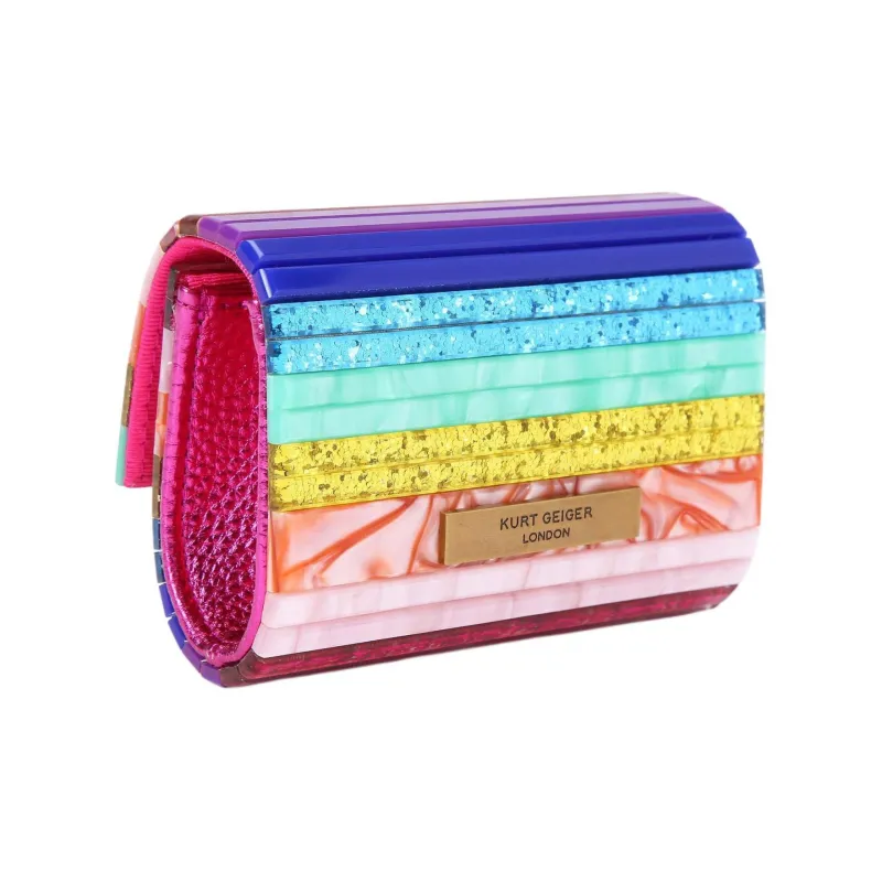 Kurt Geiger London Acrylic Fiber With Metal Lining Shoulder Bag Crossbody Bag Clutches Micro Women's Rainbow Multicolor-2