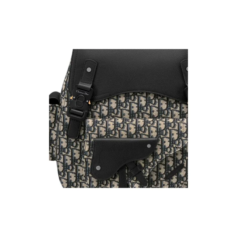 DIOR Gallop Oblique Printed Fabric With Grain Cow Leather Backpack Tubas Men's Beige & Black-3