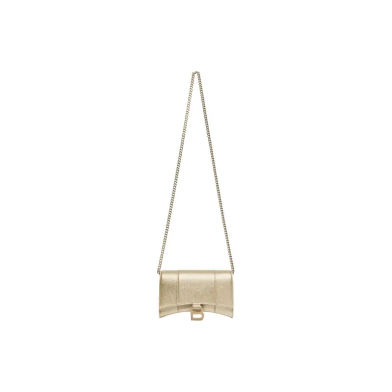 Balenciaga Hourglass Denim With Lambskin Hourglass Bag Shoulder Bag Crossbody Bag Wallet Regular Women's Gold-1