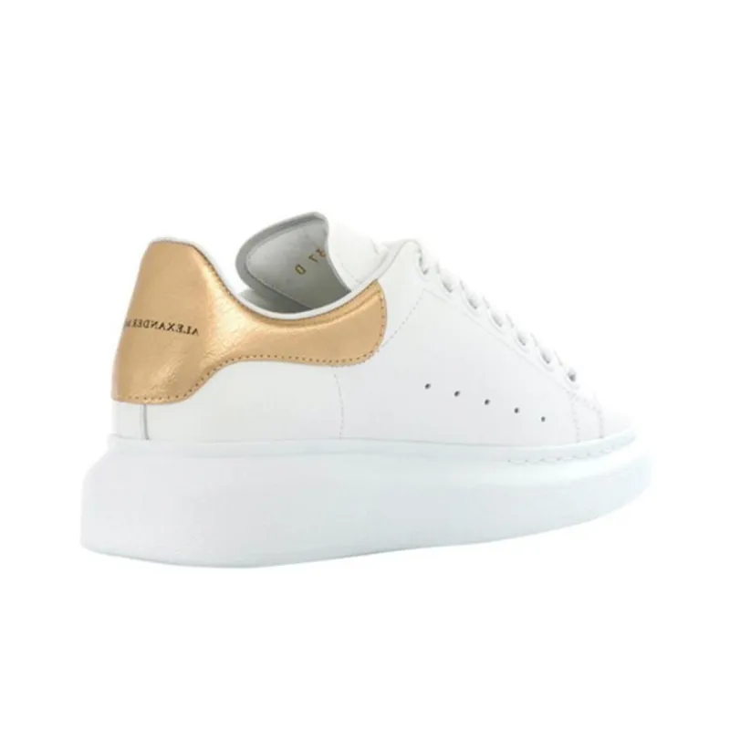 Alexander McQueen Low Top Stylish Skateboarding Shoes Women's Gold-4