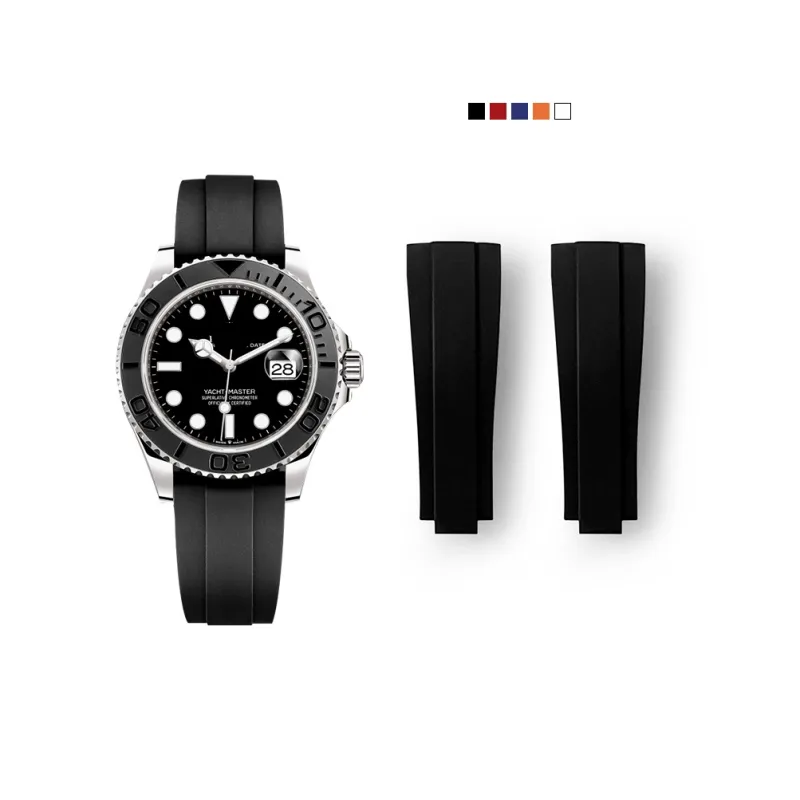 VAGENARI Rubber Strap Compatible With Rolex White Gold Yacht 42mm 226658.226659 Watch Band Unisex-1
