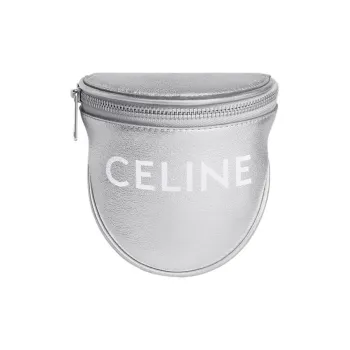 CELINE Layered Cow Leather Shoulder Bag Small Size Men's Silver