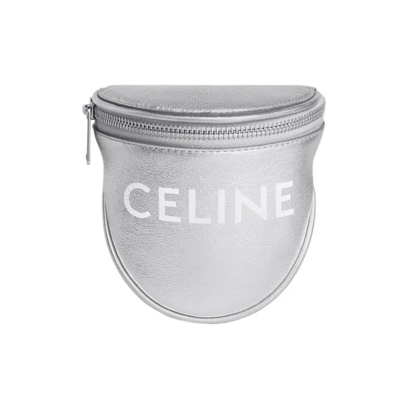 CELINE Laminated Cow Leather Shoulder Bag Trumpets Men's Silver-0