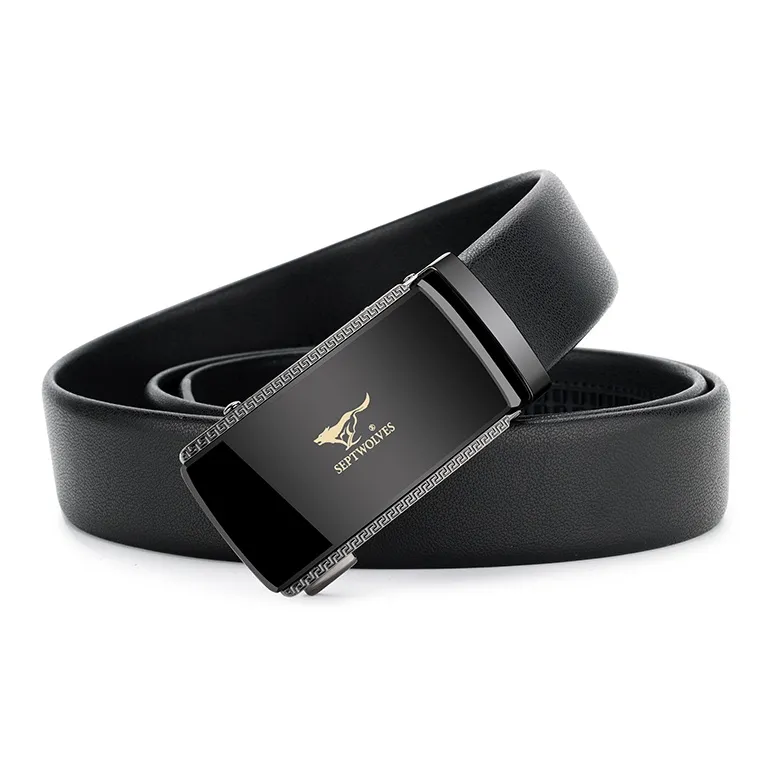 SEPTWOLVES Automatic Buckle Business Pants Belt Cow Split Leather Leather Belts Men's Width  3.5cm-1