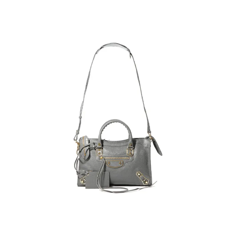 Balenciaga Shiny Goatskin Handbag, Shoulder Bag Trumpets Women's Gray-1