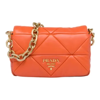 PRADA Soft Sheep Leather Portable Crossbody Bag Shoulder Bag Women's Orange