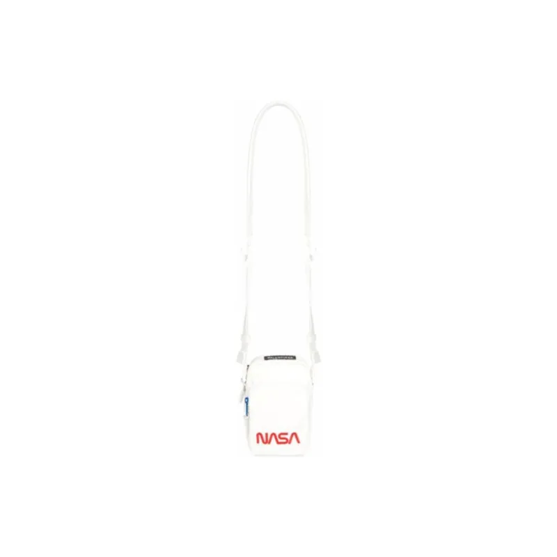 Balenciaga NASA Collaboration Embroidery One Shoulder Crossbody Cell Phone Pouch Men's White-1