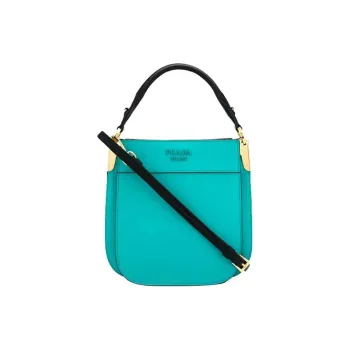 PRADA Calfskin Tote Bag Shopping Bag Portable Crossbody Bag Shoulder Bag Small Size Women's Jade Blue