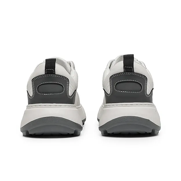 Angelmi Wear Resistant Slip Resistant Low Top Skateboard Shoes Men's White-3