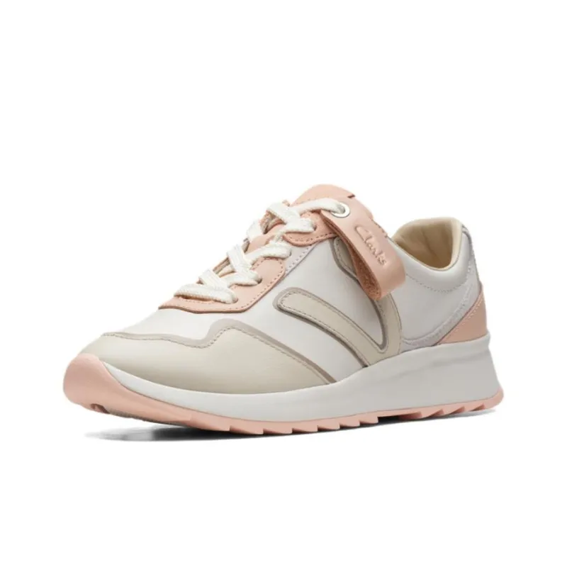 Clarks Slimming Collection Low Top Casual Shoes Women's White Pink-2