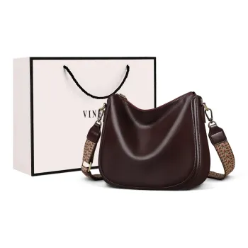 VINEY Cow Leather Shoulder Bag Crossbody Bag Bucket Bag Shoulder Bag Large Size Women's Wine Coffee/Black