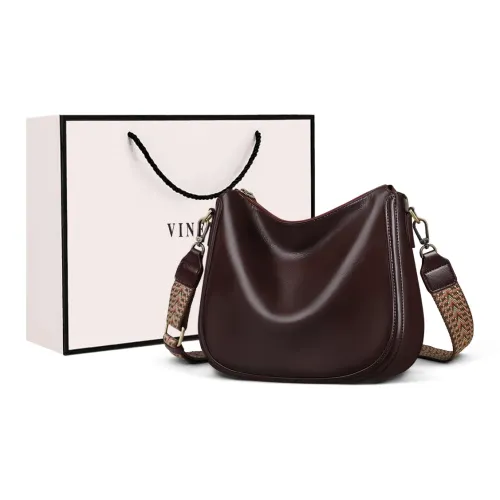 VINEY Cow Leather Shoulder Bag Crossbody Bag Bucket Bag Shoulder Bag Large Size Women's Wine Coffee/Black