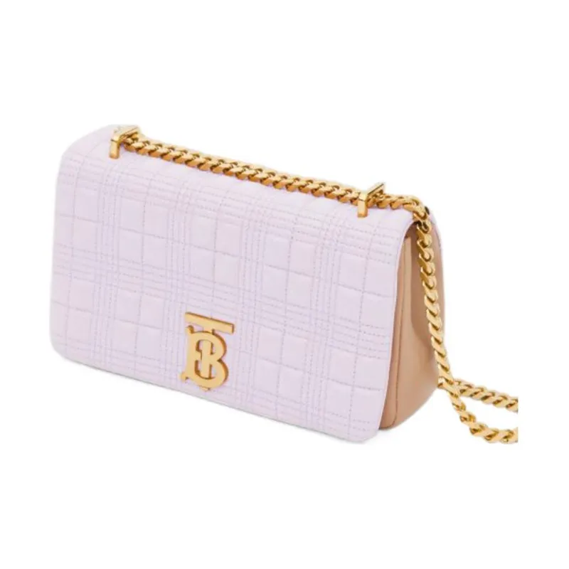 Burberry Lola Lola Bag Lambskin Shoulder Bag Crossbody Bag Small Size Women's Pink-1