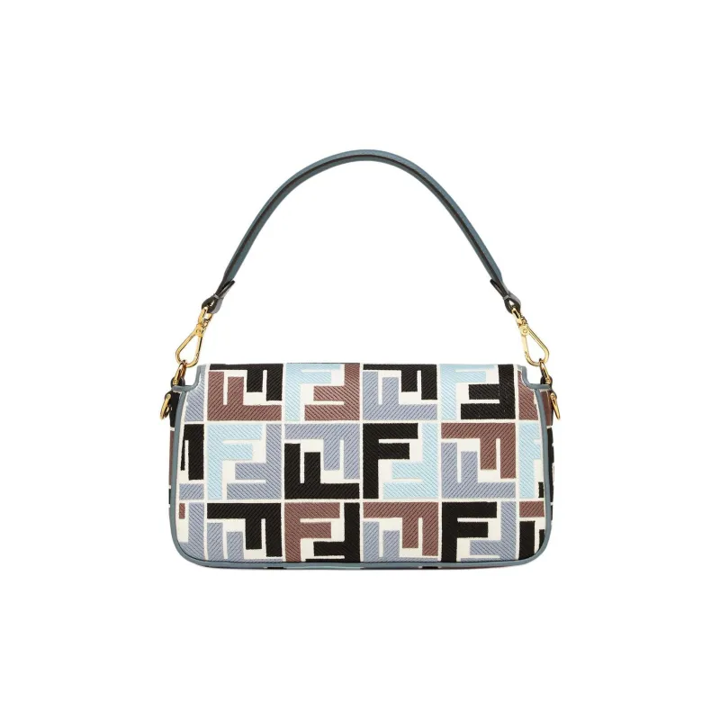 FENDI Baguette Canvas Shoulder Bag, Crossbody Bag, Handbag Medium Size Women's Multicolor-2
