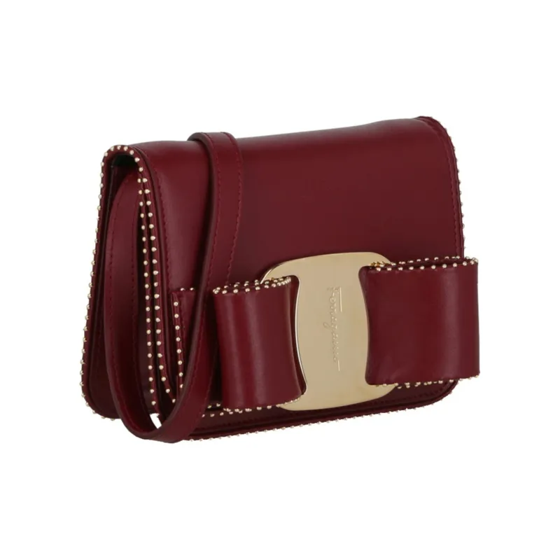 FERRAGAMO Vara Leather Shoulder Bag, Crossbody Bag Mini Women's Rouge Red-1