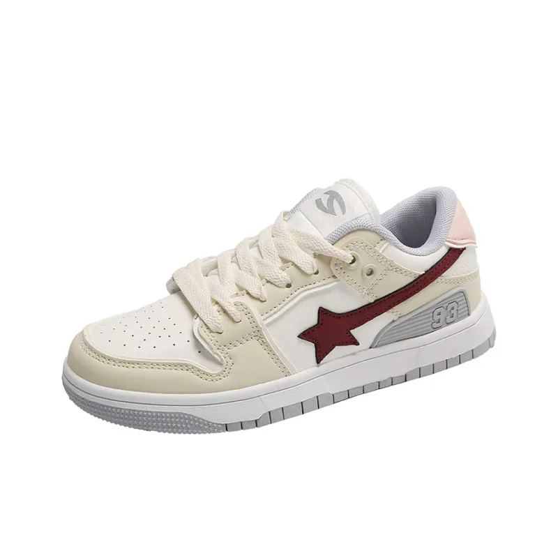 GQWE Anti Slip And Wear Resistant Breathable Low Top Chinese Fashion Trend Star Skateboard Shoes Unisex Beige Apricot-1