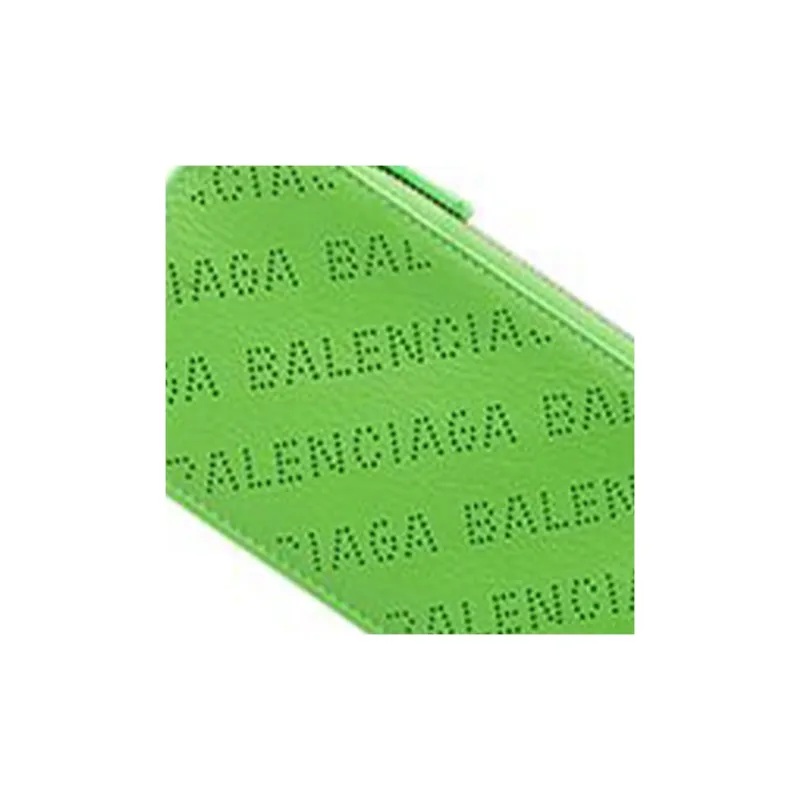 Balenciaga Cash Smooth Cow Leather Patchwork With Sheepskin Card Clip Card Holder Regular Women's Green-3