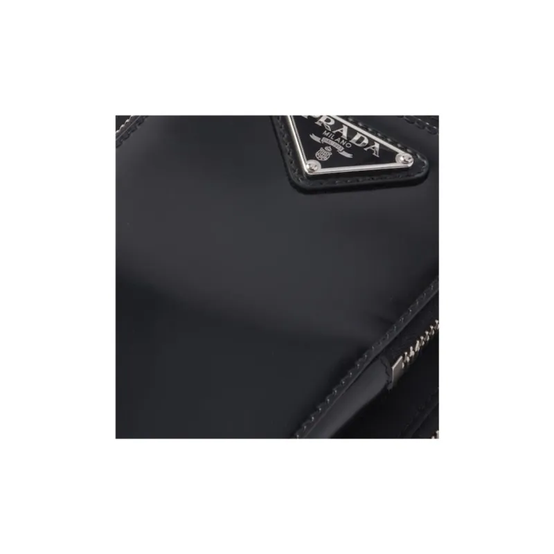 PRADA Fabric With Leather One Shoulder Crossbody Cell Phone Pouch Regular Men's Black-4