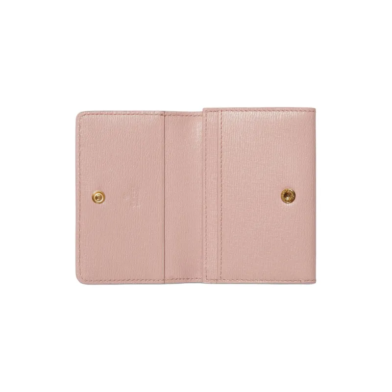 GUCCI Leather Wallet, Card Holder Women's Light Pink-4
