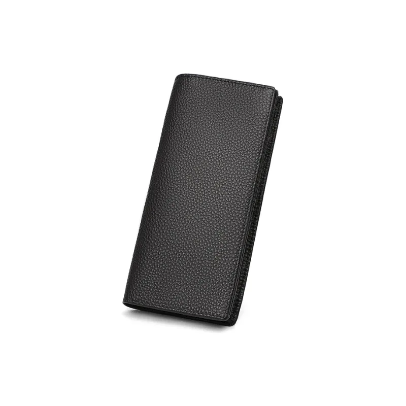 VINEY Cow Leather Wallet, Leather Case, Clutch Trumpets Men's Black-2