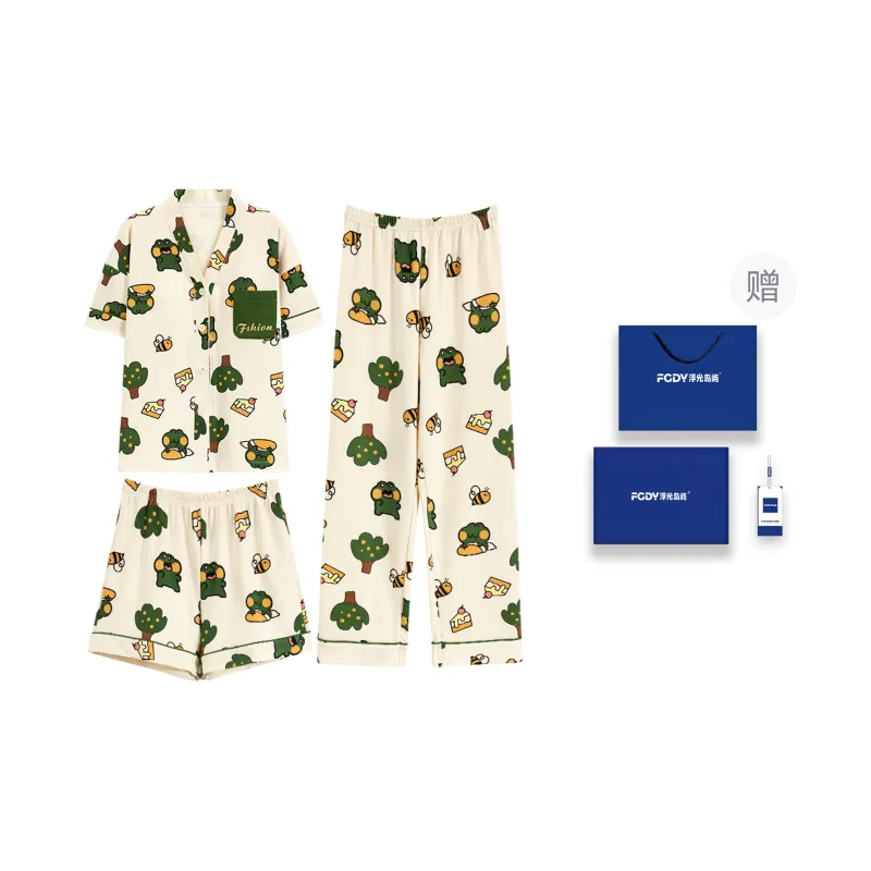 Floating Light Islands Pajama Set Women's Box Green-0