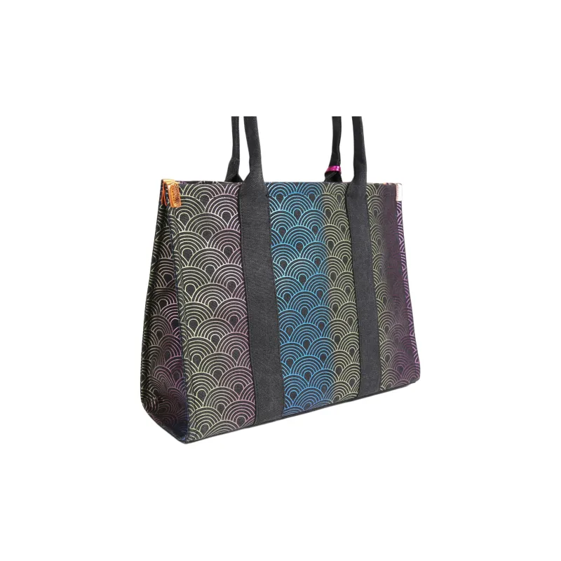 Kurt Geiger London Canvas Canvas Bag Tote Bag Shopping Bag Shoulder Bag Handbag Large Size Women's Black & Multicolor-2
