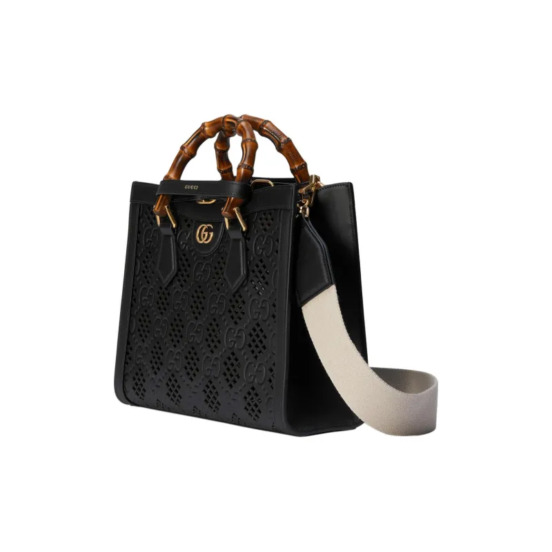 GUCCI Diana Leather Tote Bag Shopping Bag Shoulder Bag Crossbody Bag Handbag Small Size Women's Black-2