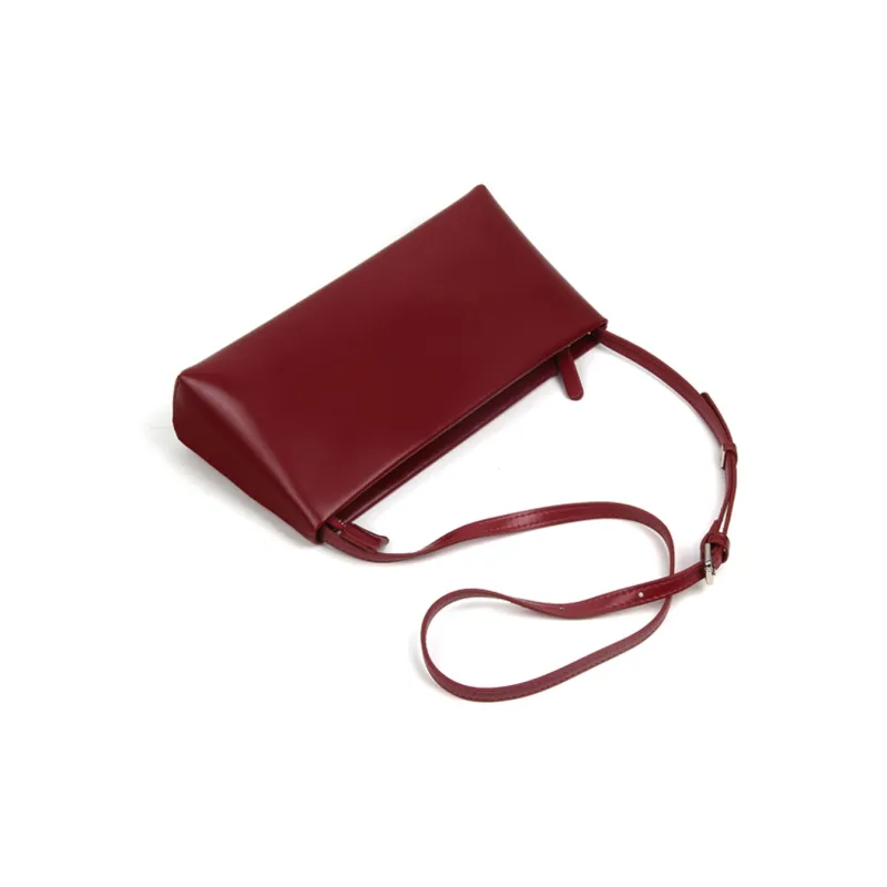 YOCAMU Cow Leather Shoulder Bag, Baguette Bag, Crossbody Bag, Handbag Women's Red/Black/Brown-4