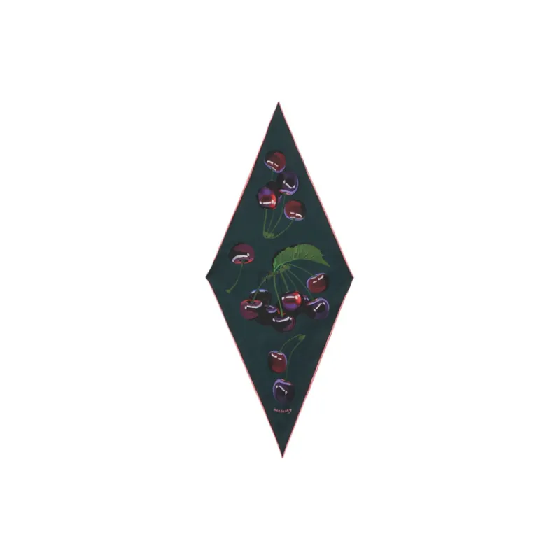 Burberry Silk Scarves Unisex Dark Green/Burgundy-1