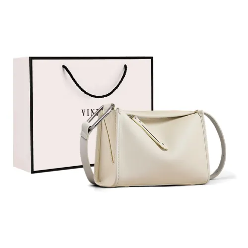 VINEY Cow Leather Pillow Bag, Crossbody Bag, Shoulder Bag Regular Women's White/Apricot