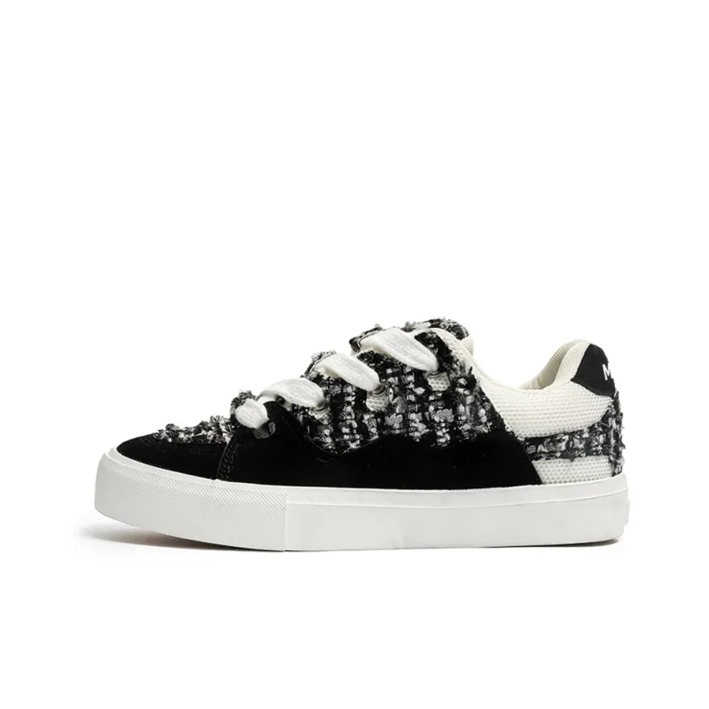 Medd Skateboard Shoes Unisex Low Top White Plaid/White Gray/Black-13