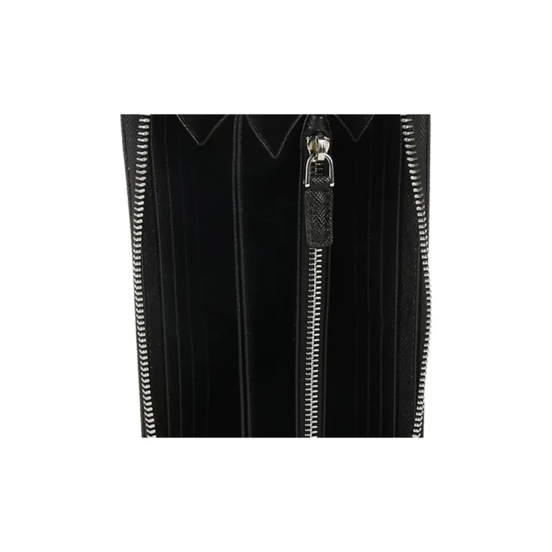 PRADA Calfskin Wallet Men's Black-3